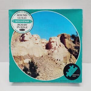 Vtg Whitman Round Guild 650 Pcs Puzzle Mount Rushmore Souvenir Jigsaw New Sealed